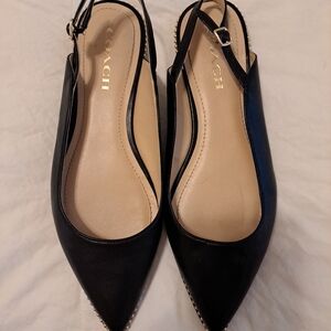 Coach Women's Black Pointed Slingback Flats
